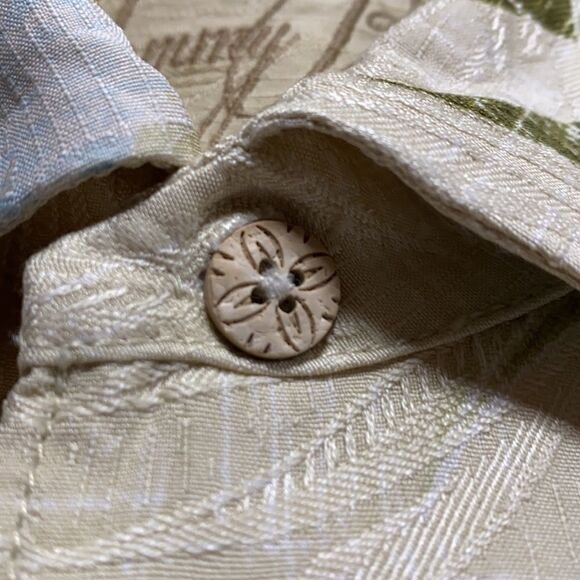 Tommy Bahama Yellow Palm Leaves Hibiscus‎ Flowers Hawaiian Silk Shirt Size XL - Picture 9 of 11